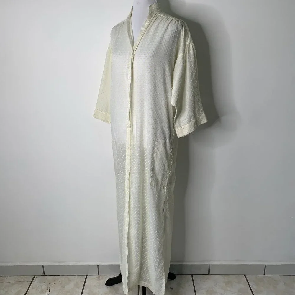 Lisa Marie Fernandez Women's Cream Yellow Polka Dot Long Sleeve Coverup Dress